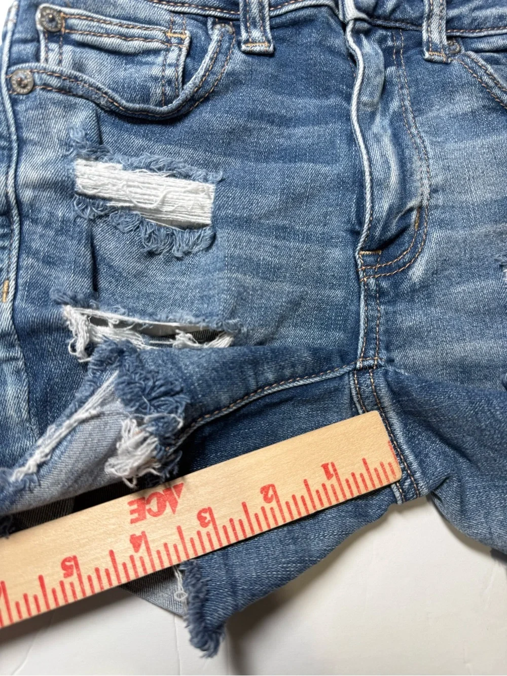 American Eagle High Rise Shortie Denim Shorts Sz 00 Dark Blue Next Level Stretch